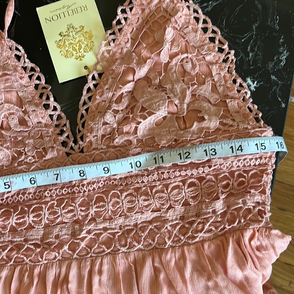 💖💃🏻Rebellion Again Summer Peach Crochet Strapped Long Dress- Women-L- NWT - Picture 12 of 16